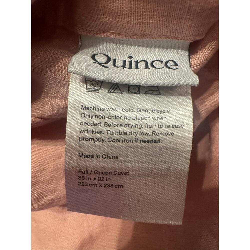 Quince European Linen Duvet Cover Full/Queen Rose Pink Button Closure New In Bag - Picture 8 of 8